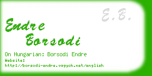 endre borsodi business card